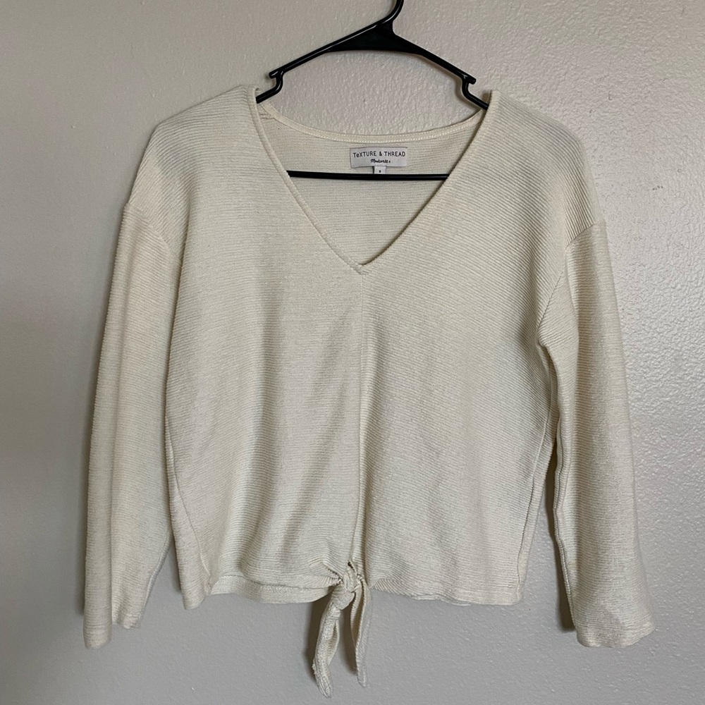 Long sleeve blouse - small - cream - texture & thread
